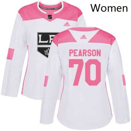 Womens Adidas Los Angeles Kings 70 Tanner Pearson Authentic WhitePink Fashion NHL Jersey
